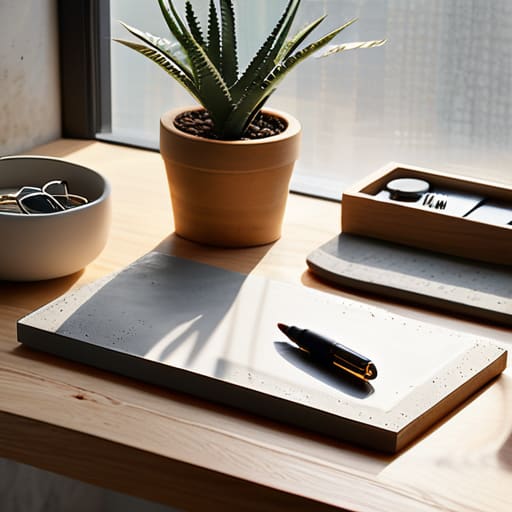 Handmade concrete chic desktop organizers.