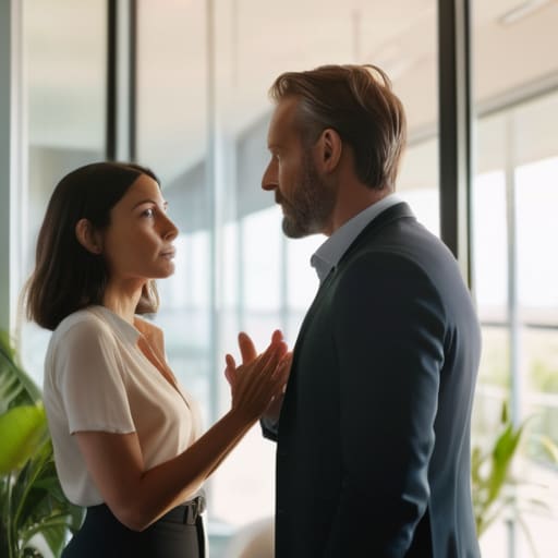 Colleagues giving and receiving feedback at work.