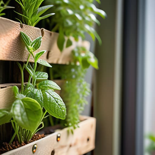 A cozy vertical herb garden on pallets.