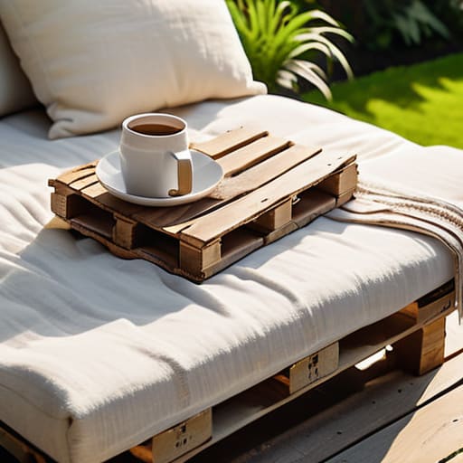 A relaxing outdoor lounge bench on patio.